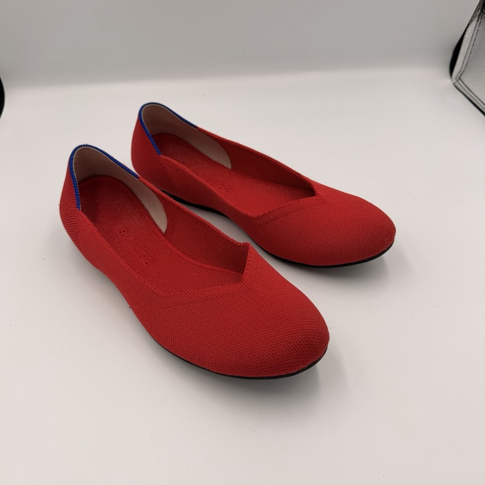 ROTHY'S Classic Red Round Toe Ballet Flats US 9.5 9 1/2 EUC Rare Retired